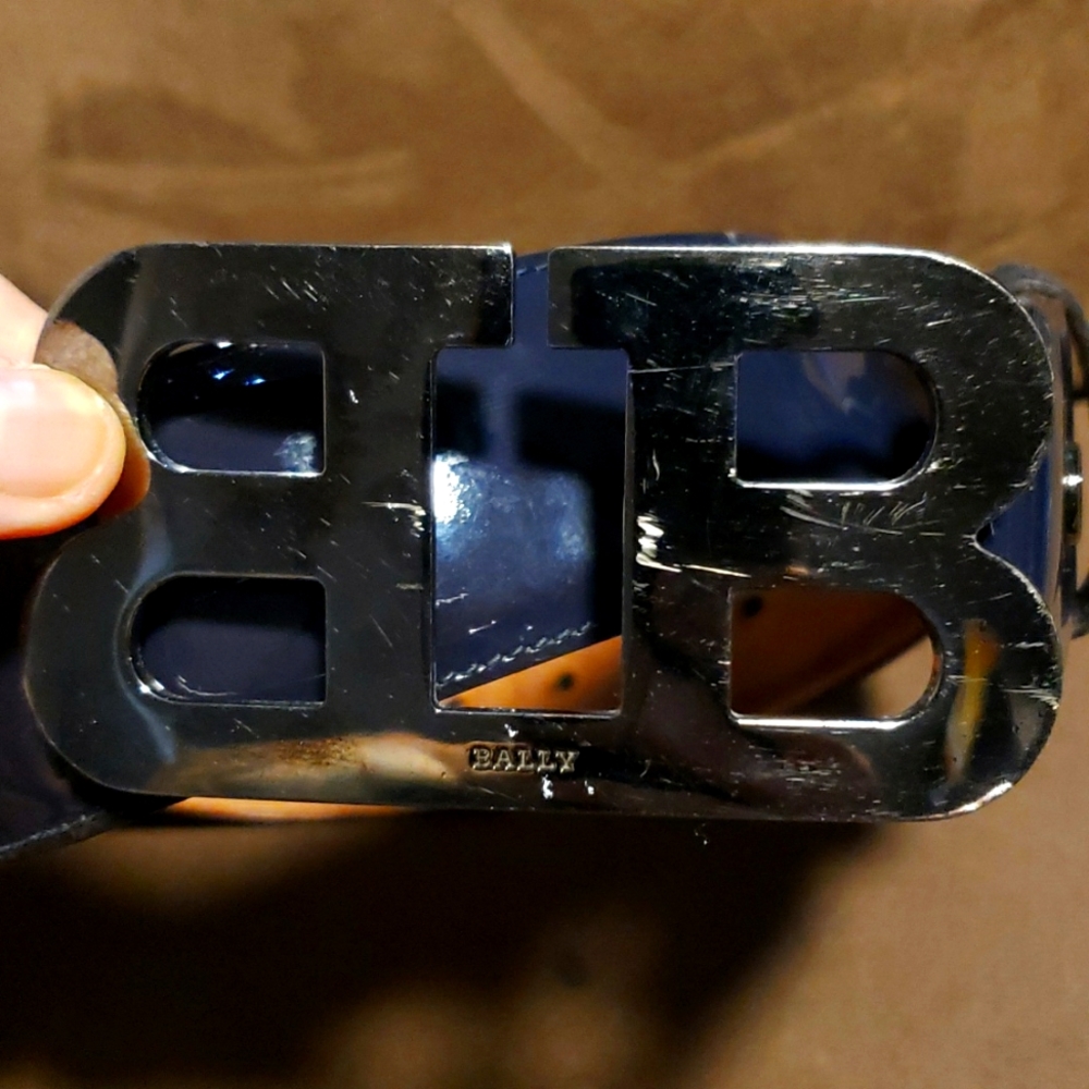 Mens Patent Leather Navy Blue Bally Belt 100% Authentic